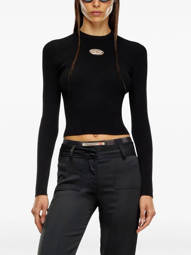 M-Valari Oval D Logo Cut Out Rib Knit Top Black - DIESEL - BALAAN 4