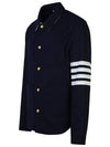 Stripe Detail Button Wool Jacket Navy - THOM BROWNE - BALAAN 3