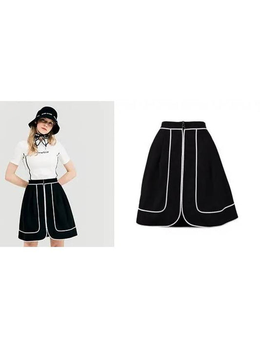 Golf piping color matching volume skirt black - HENRY STUART - BALAAN 2