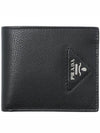 Men's Triangle Logo Leather Half Wallet Black - PRADA - BALAAN 3