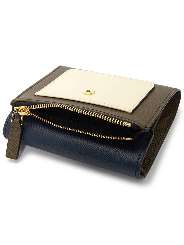 Saffiano Tri-Fold Half Wallet Navy - MARNI - BALAAN 5