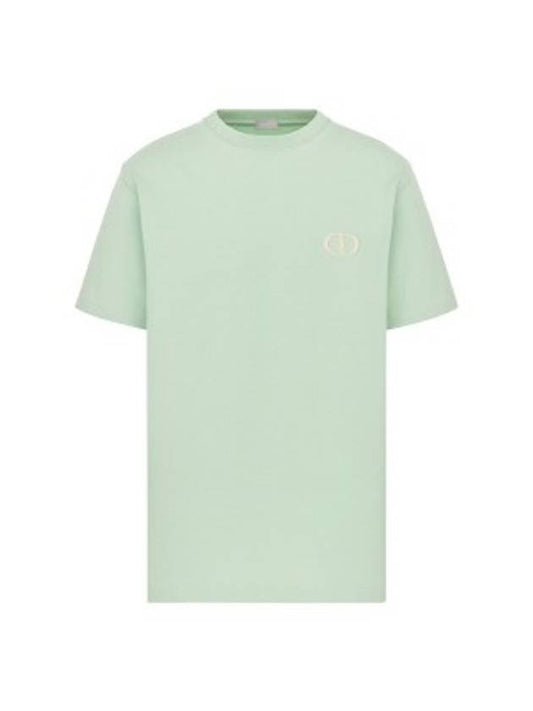 CD Icon Embroidered Cotton Jersey Short Sleeve T-Shirt Light Green - DIOR - BALAAN 1