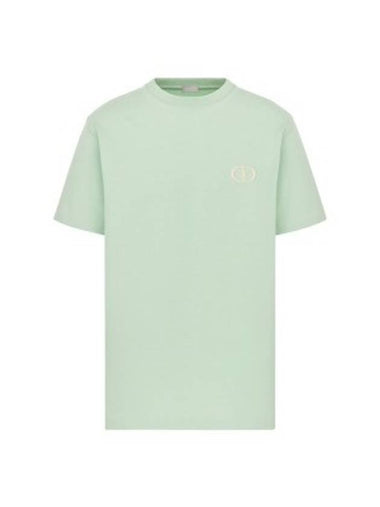 CD Icon Embroidered Cotton Jersey Short Sleeve T-Shirt Light Green - DIOR - BALAAN 1