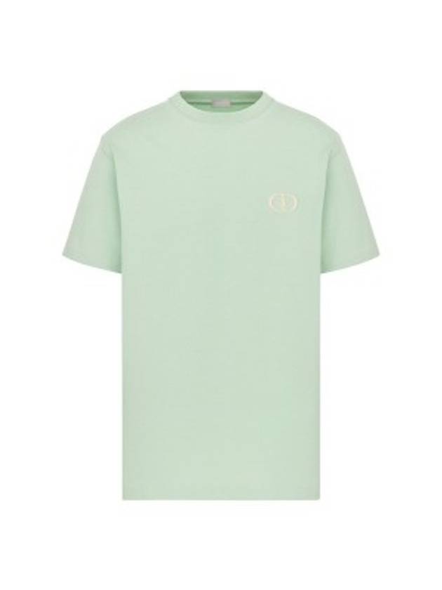 CD Icon Embroidered Cotton Jersey Short Sleeve T-Shirt Light Green - DIOR - BALAAN 1