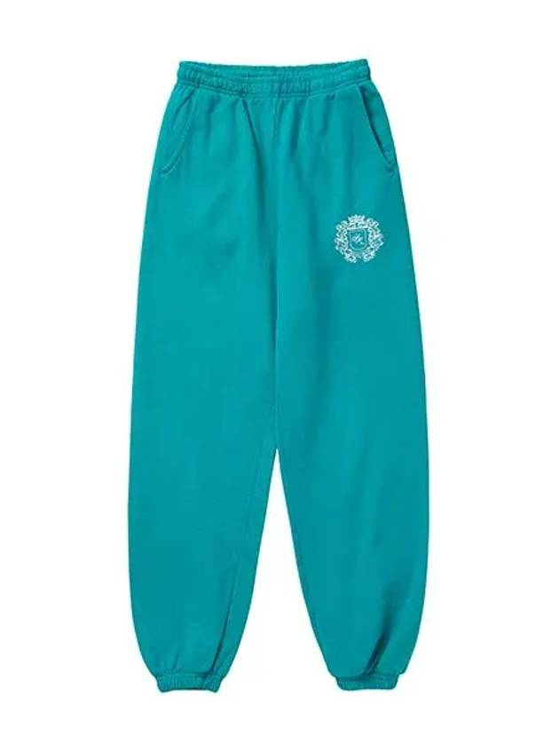 Logo Print Crest Cotton Track Pants Blue - SPORTY & RICH - BALAAN 3