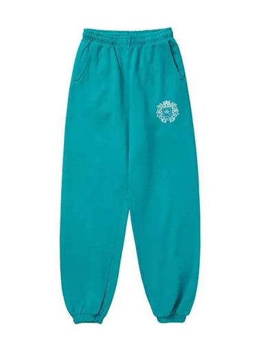 Logo Print Crest Cotton Track Pants Blue - SPORTY & RICH - BALAAN 1