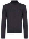 Men's Embroidered Logo Knit Turtleneck Black - VIVIENNE WESTWOOD - BALAAN 3