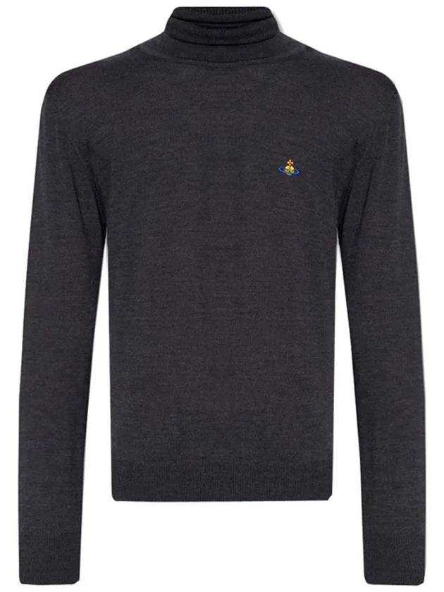 Men's Embroidered Logo Knit Turtleneck Black - VIVIENNE WESTWOOD - BALAAN 2