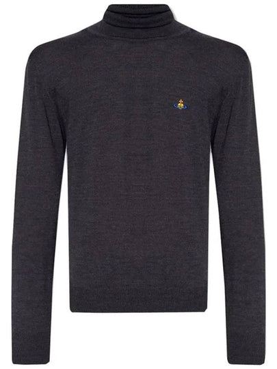 Men's Embroidered Logo Knit Turtleneck Black - VIVIENNE WESTWOOD - BALAAN 2