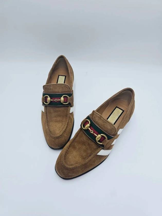 Horsebit 3 Stripe Suede Loafers Brown - GUCCI - BALAAN 3