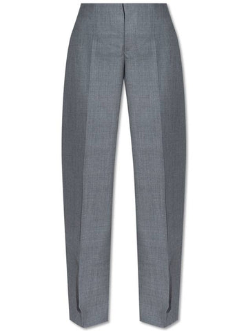 Moschino Woolen Pleated Trousers, Women's, Grey - MOSCHINO - BALAAN 1