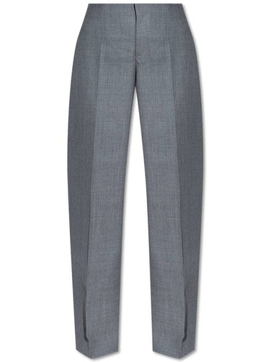 Moschino Woolen Pleated Trousers, Women's, Grey - MOSCHINO - BALAAN 1