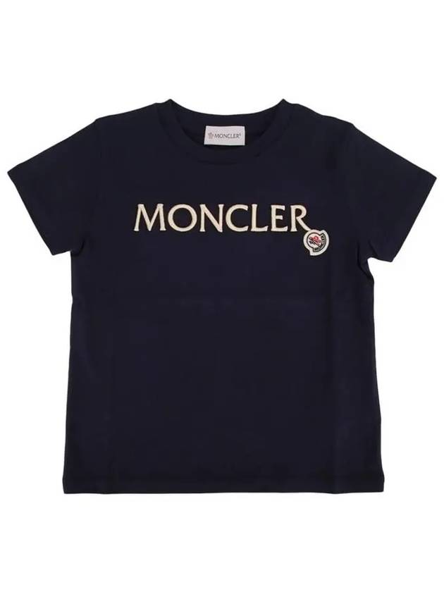 Moncler Kids 8 10 Logo Embroidered Short Sleeve T Shirt Navy - MONCLER - BALAAN 1