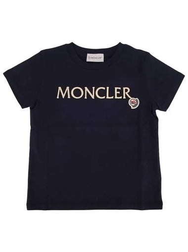 Moncler Junior 12 14 Logo Embroidered Short Sleeve T Shirt Navy - MONCLER - BALAAN 1