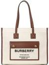 Freya Small Canvas Leather Tote Bag Natural Tan - BURBERRY - BALAAN 2