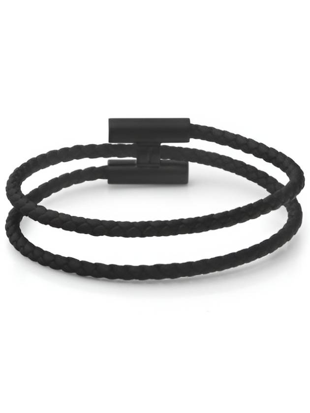 Tournis Tresse Leather Bracelet Noir - HERMES - BALAAN 4