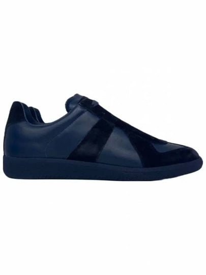 Men's Replica Leather Suede Low Top Sneakers Navy Blue - MAISON MARGIELA - BALAAN 2