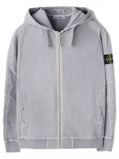 Logo Patch Cotton Zip Up Hoodie Lavender Gray - STONE ISLAND - BALAAN 2