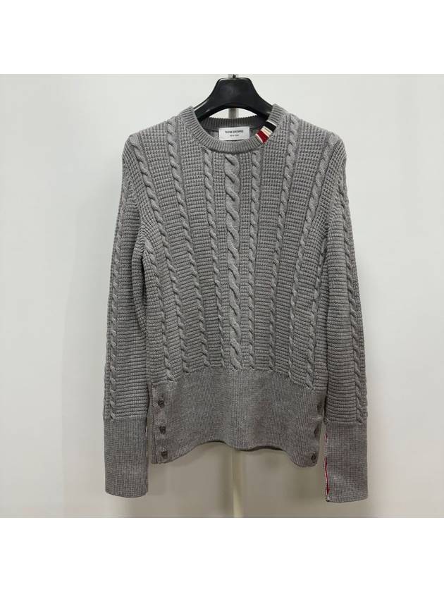 RWB Cable Wool Knit Top Grey - THOM BROWNE - BALAAN 2