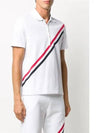 Diagonal Stripe Short Sleeve Polo Shirt White - THOM BROWNE - BALAAN 3