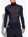 Men's Ribbed Turtleneck Navy - AMI - BALAAN 3