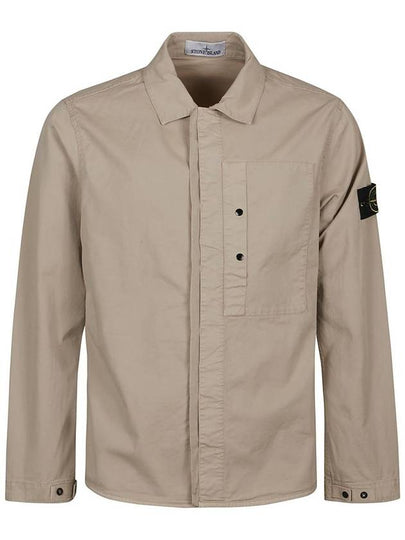 Supima Cotton Twill Over Long Sleeve Shirt Beige - STONE ISLAND - BALAAN 2