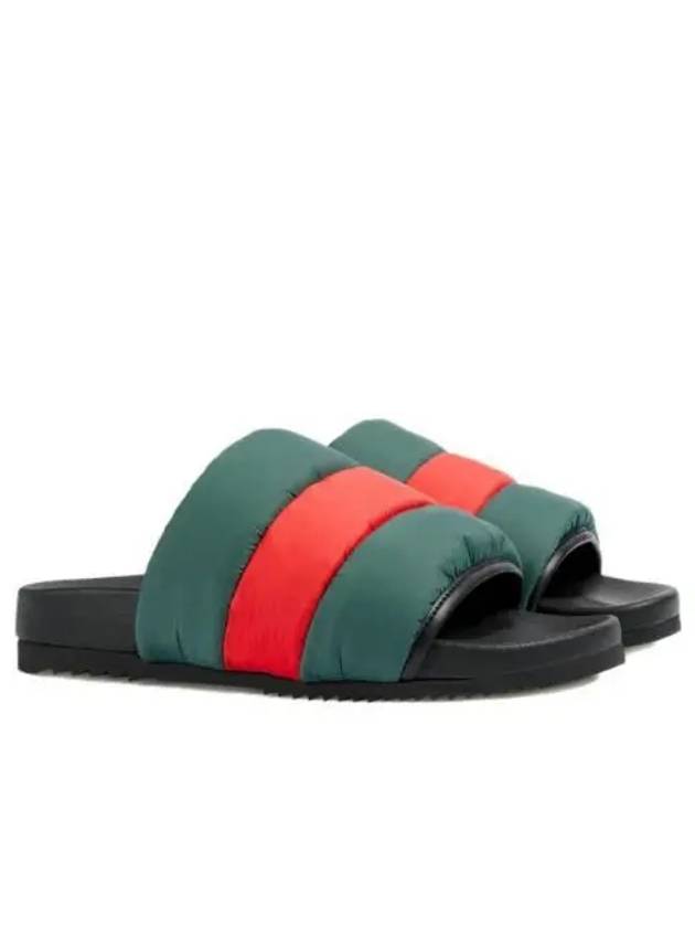 Web Padded Slide Sandals Red Green - GUCCI - BALAAN 2