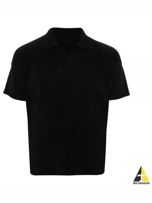 Pleated Polo Shirt Black - ISSEY MIYAKE - BALAAN 2