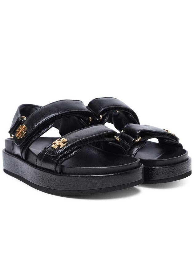 Kira Sports Logo Leather Sandals Black - TORY BURCH - BALAAN 3