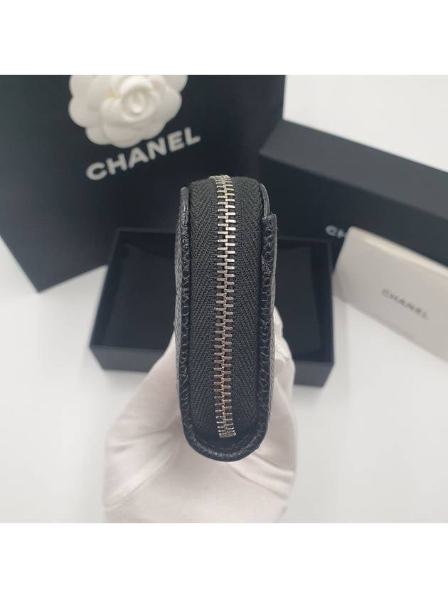 Classic zipper card wallet caviar black silver AP0216 - CHANEL - BALAAN 4