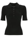 Embroidered Logo Rib Polo Knit Top In Black. - COURREGES - BALAAN 2