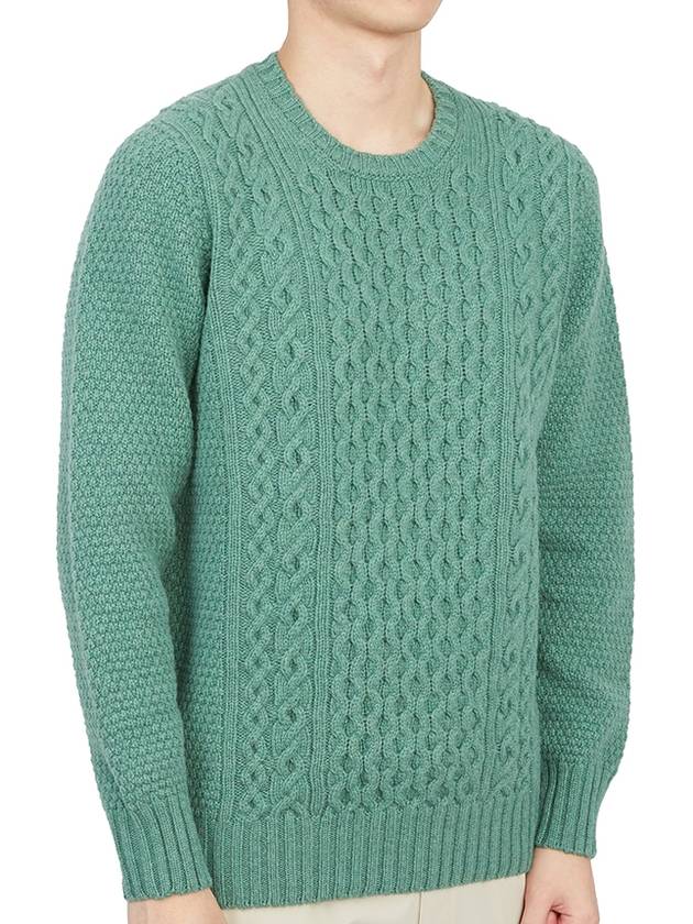 Crew Neck Lambswool Knit Top Green - DRUMOHR - BALAAN 4