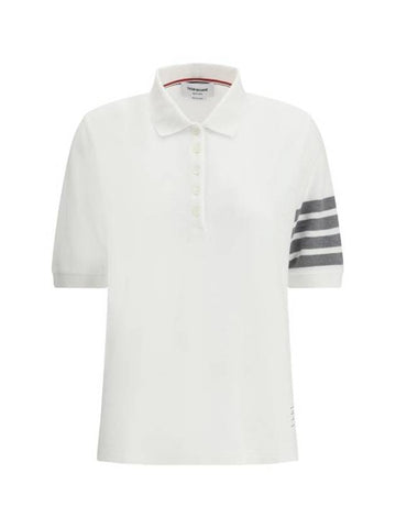 4 Bar Classic Pique Short Sleeve Polo Shirt White - THOM BROWNE - BALAAN 1