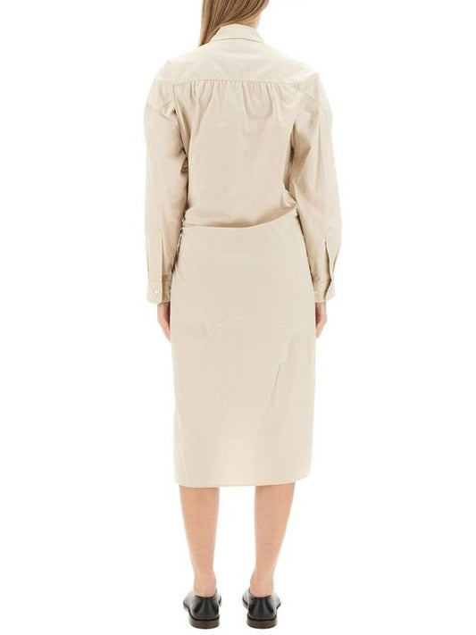 Straight Collar Twisted Long Dress Ivory - LEMAIRE - BALAAN 1