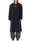 Women's Check Pattern Double Coat Dark Grey - ISABEL MARANT - BALAAN 4