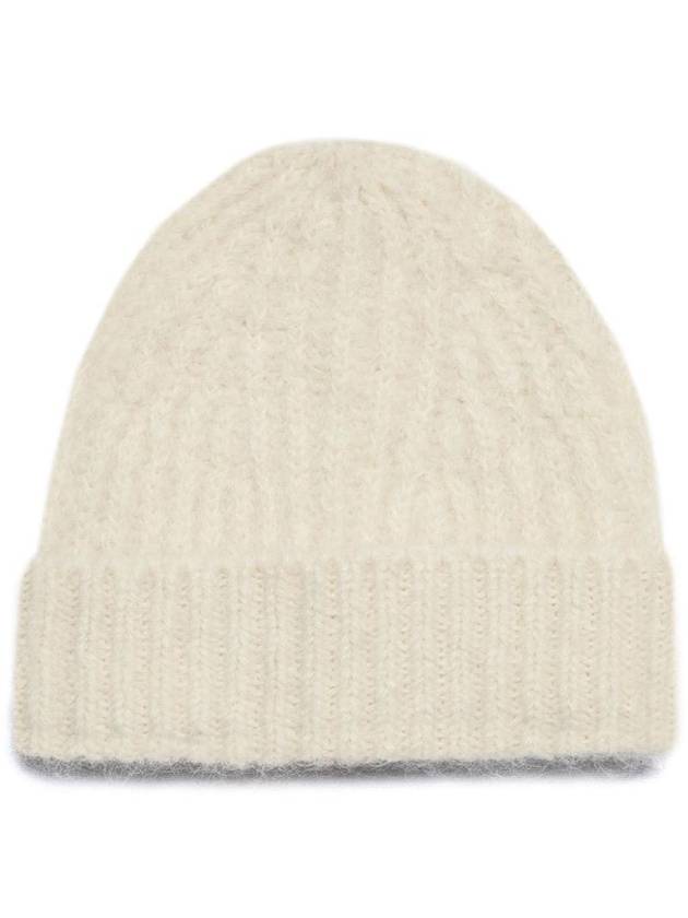 Turn-Up Ribbed Beanie Ivory - AMI - BALAAN 1