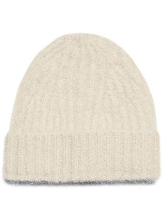 Turn-Up Ribbed Beanie Ivory - AMI - BALAAN 1