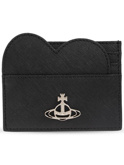 Heart Saffiano Card Wallet Black - VIVIENNE WESTWOOD - BALAAN 2