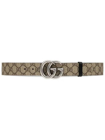 GG Marmont Silver Reversible Thin Belt Beige - GUCCI - BALAAN 1