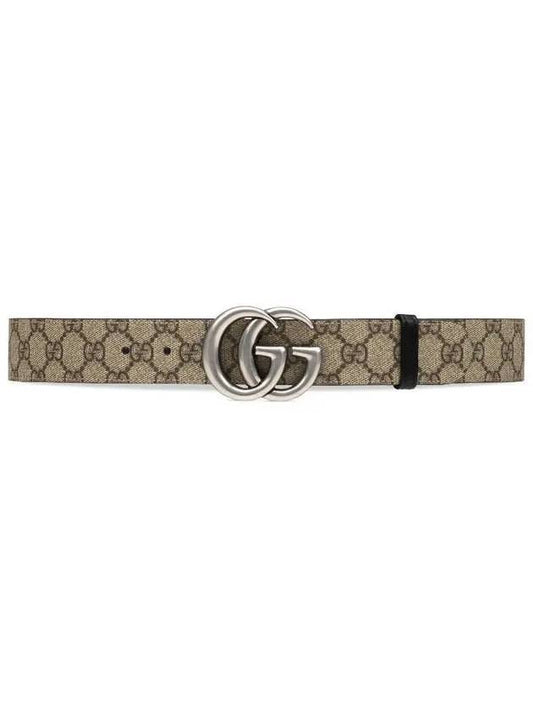 GG Marmont Silver Reversible Thin Belt Beige - GUCCI - BALAAN 1