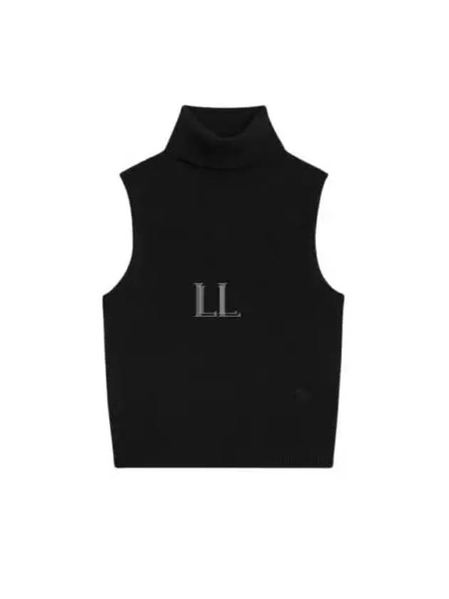 Triomphe Embroidered Turtleneck Scottish Cashmere Sleeveless Black - CELINE - BALAAN 2