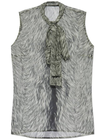 Dolce & Gabbana Sleeveless Silk Top, Women's, Grey - DOLCE&GABBANA - BALAAN 1