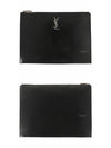 Monogram Silver Medium Clutch Bag Black - SAINT LAURENT - BALAAN 6