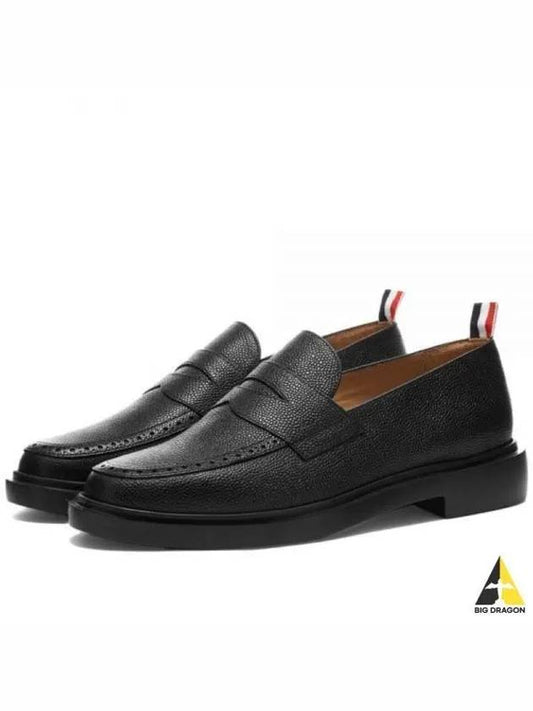 Pebble Grain Rubber Sole Penny Loafer Black - THOM BROWNE - BALAAN 2