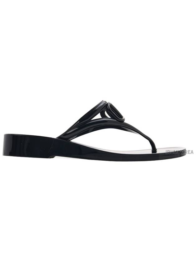 V Logo Signature Flip Flops Black - VALENTINO - BALAAN 3