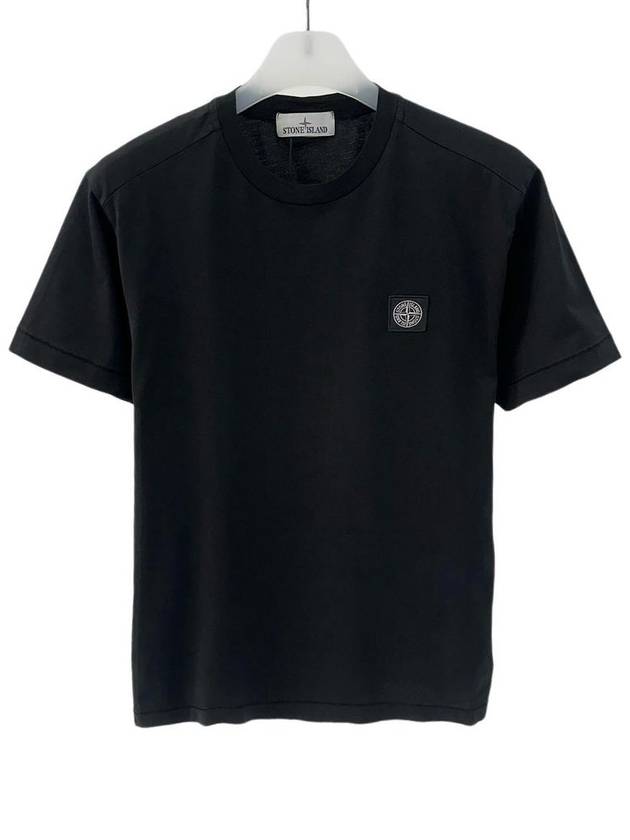 Slimfit Cotton Jersey Short Sleeve T-shirt Black - STONE ISLAND - BALAAN 3