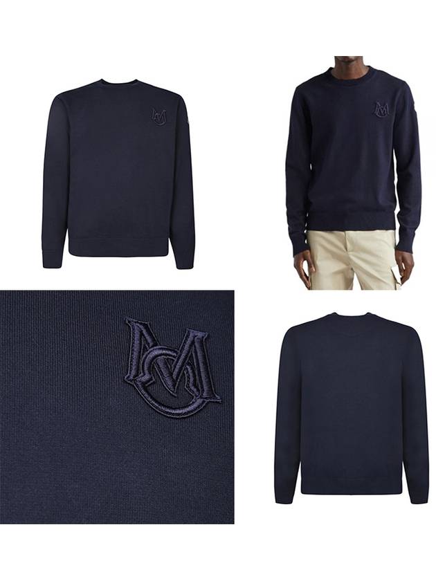 Men s Logo Patch Round Knit Navy 9C00002 M1113 742 - MONCLER - BALAAN 6