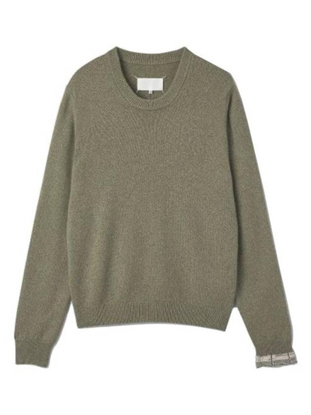 Stitched Round Neck Wool Knit Top Green - MAISON MARGIELA - BALAAN 2