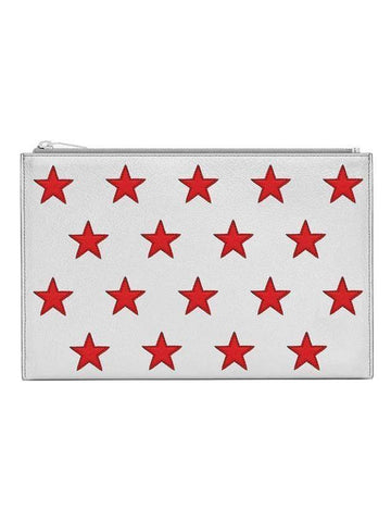 Red Star Point Clutch Bag Silver - SAINT LAURENT - BALAAN 1