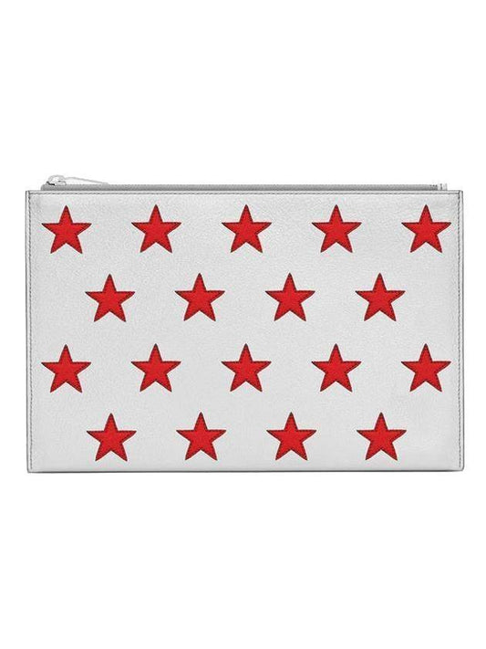 Red Star Point Clutch Bag Silver - SAINT LAURENT - BALAAN 1